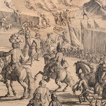ROMEYN DE HOOGHE, The siege of Helsingborg in june 1676, copper engraving, 17th century latter part.