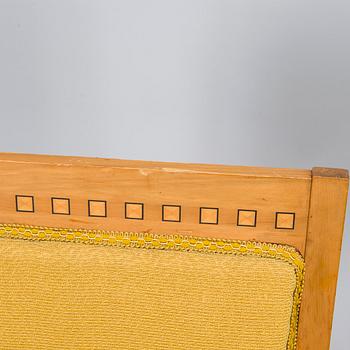 Fåtöljer, ett par och stolar, 4 st, tidigt 1900-tal.