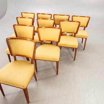 A set of ten Swedish modern 1950s mahogany chairs.