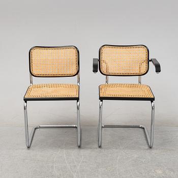 Marcel Breuer, five tubular steel 'Cesca' chairs, Knoll Studio.