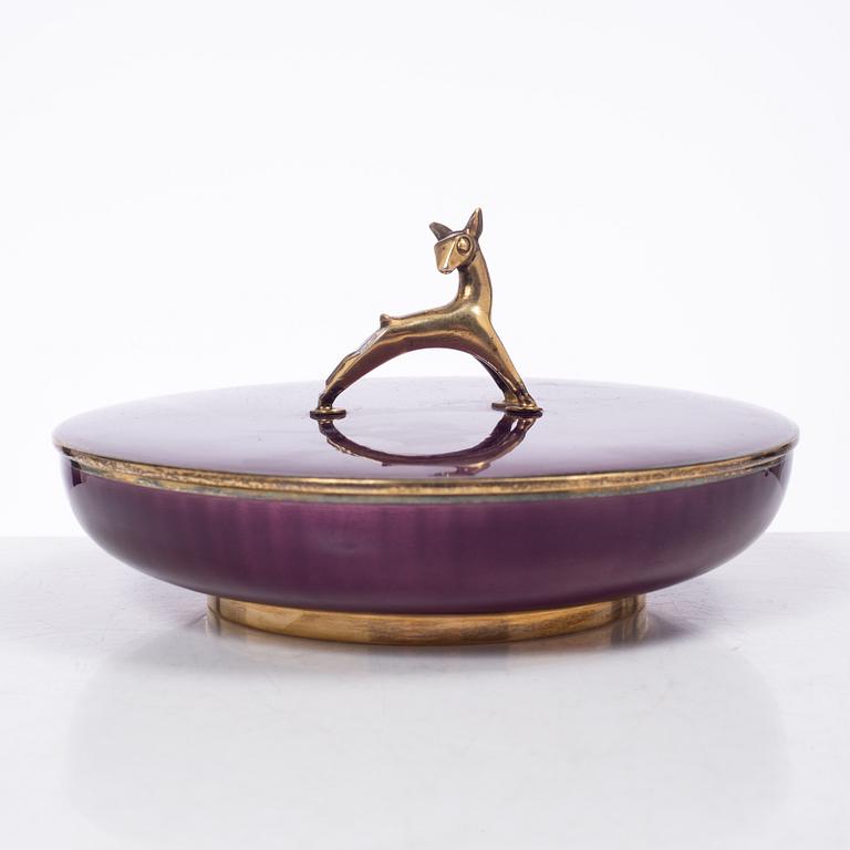 David Andersen, ask med lock, emalj och förgyllt silver, Norge, 1900-talets mitt.