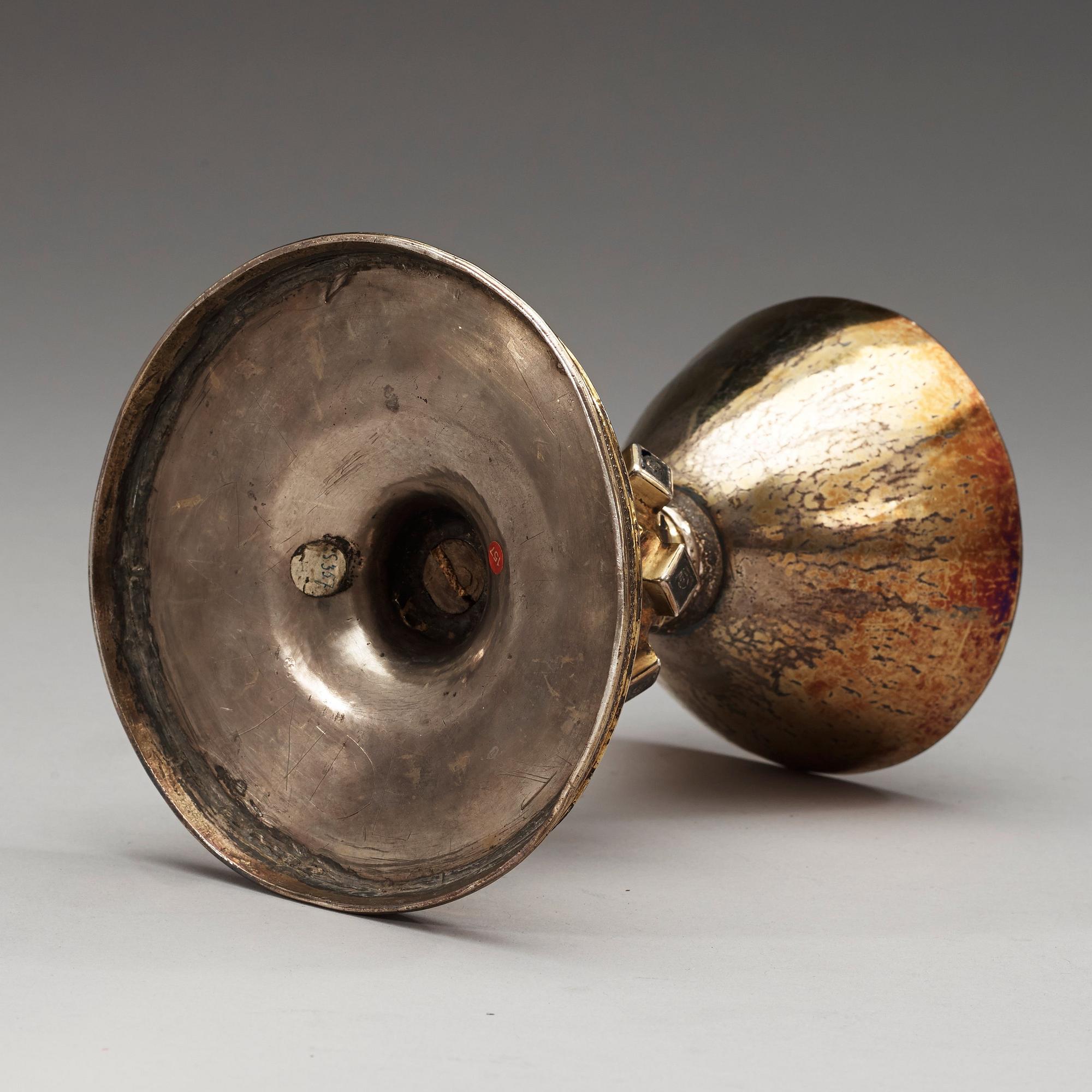 A northeuropean 17th century silver-gilt cup, unmarked.