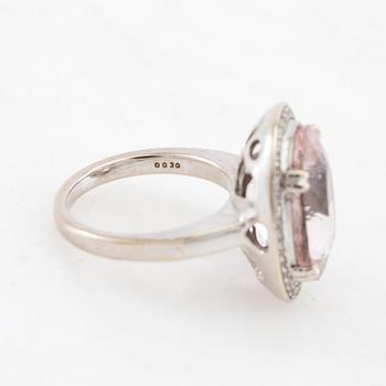 Ring, 14K white gold, morganite and diamonds.