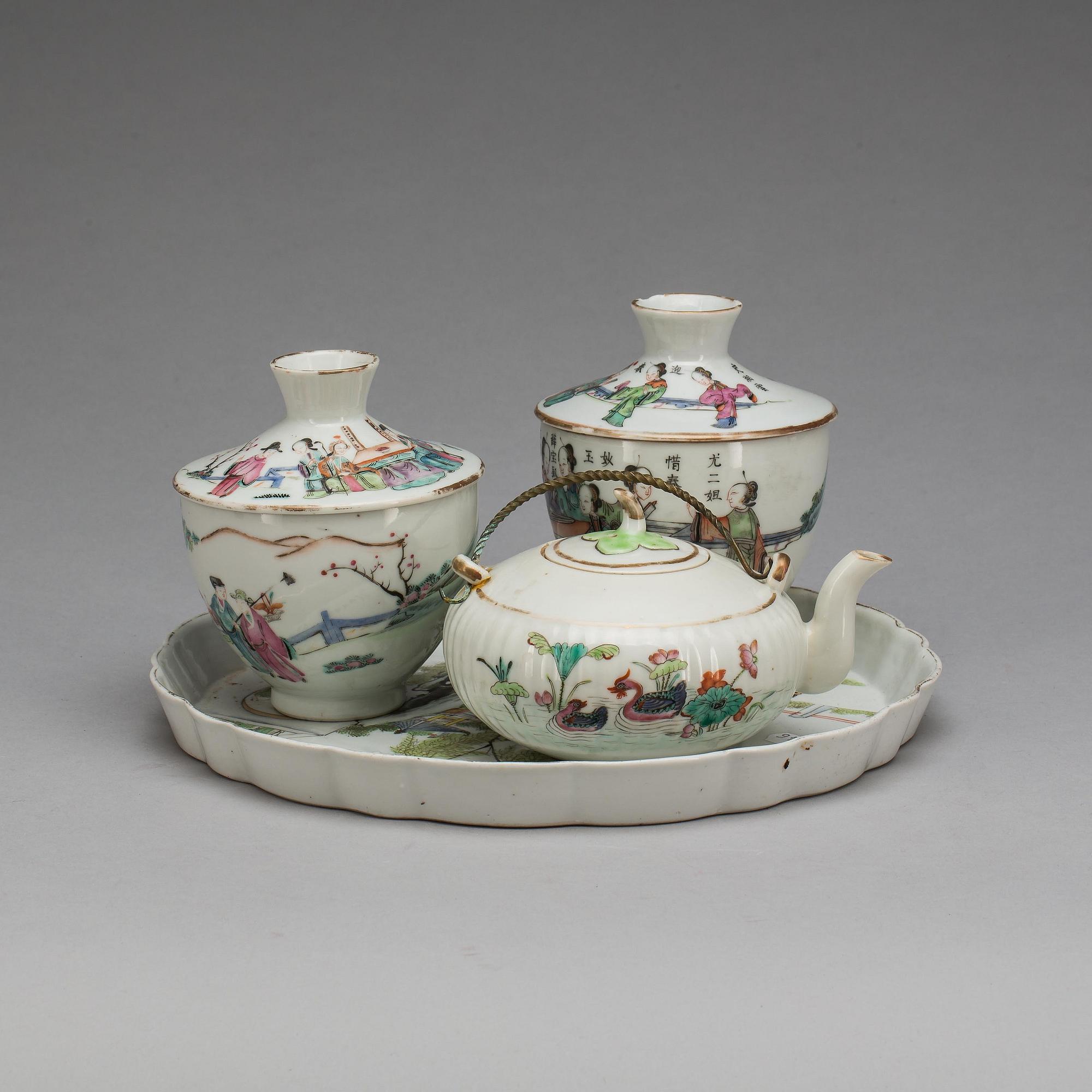 PARTI PORSLIN, 4 delar, porslin, 1800/1900-tal.