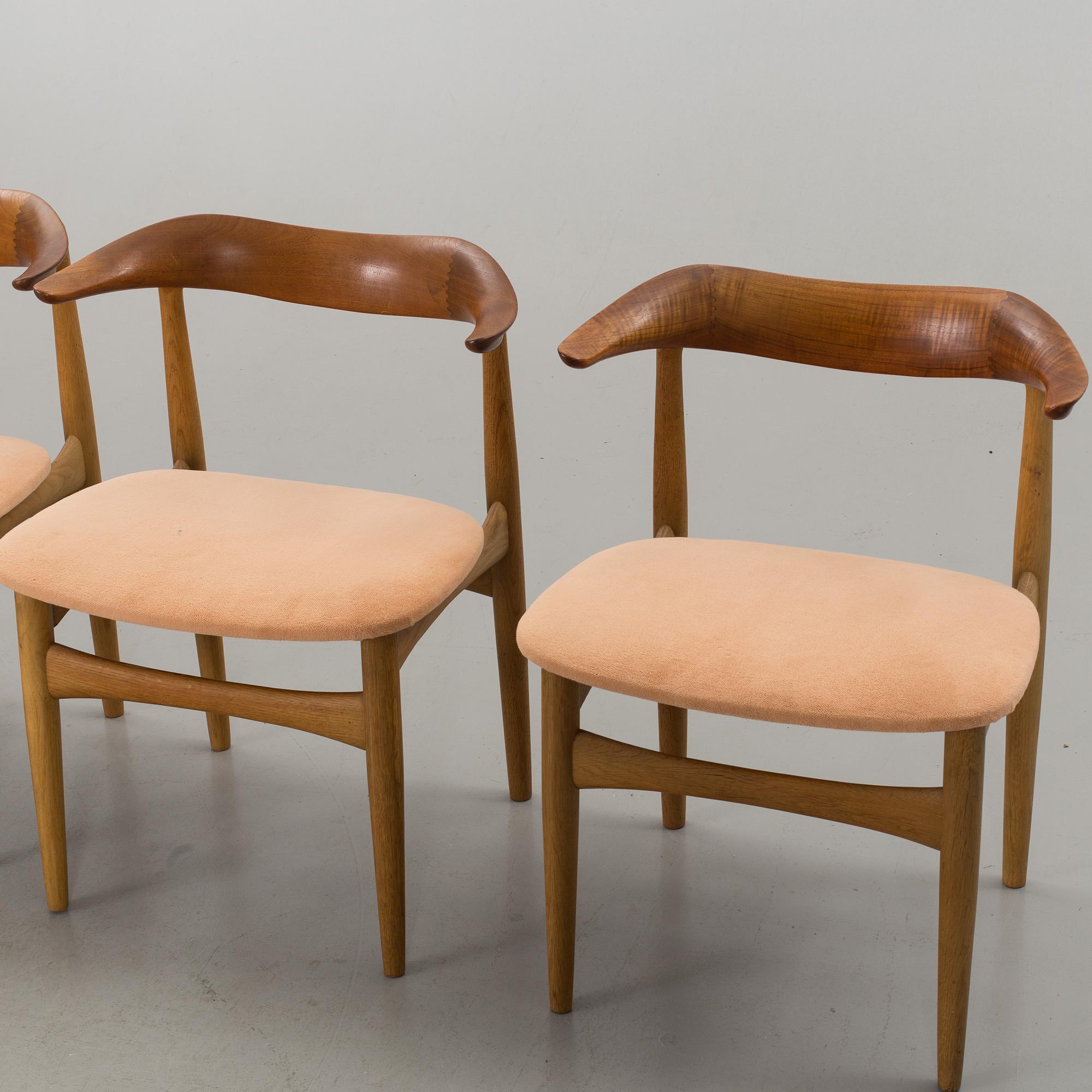 4 "COWHORN"  CHAIRS , SM521, KNUD FAERCH, DENMARK.