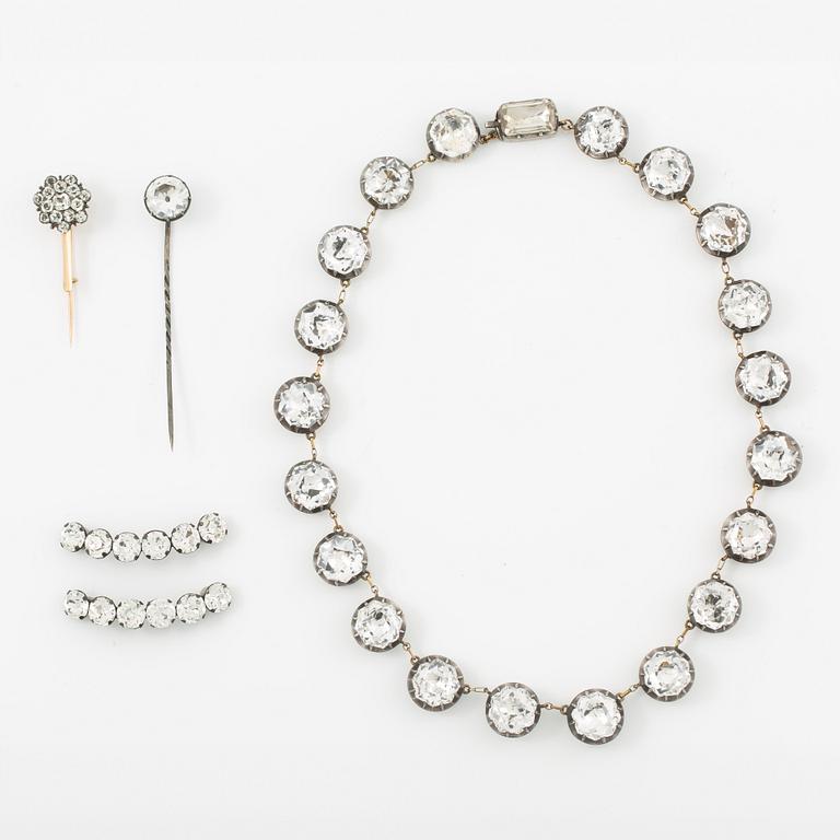 Silver necklace with paste, 19th century.