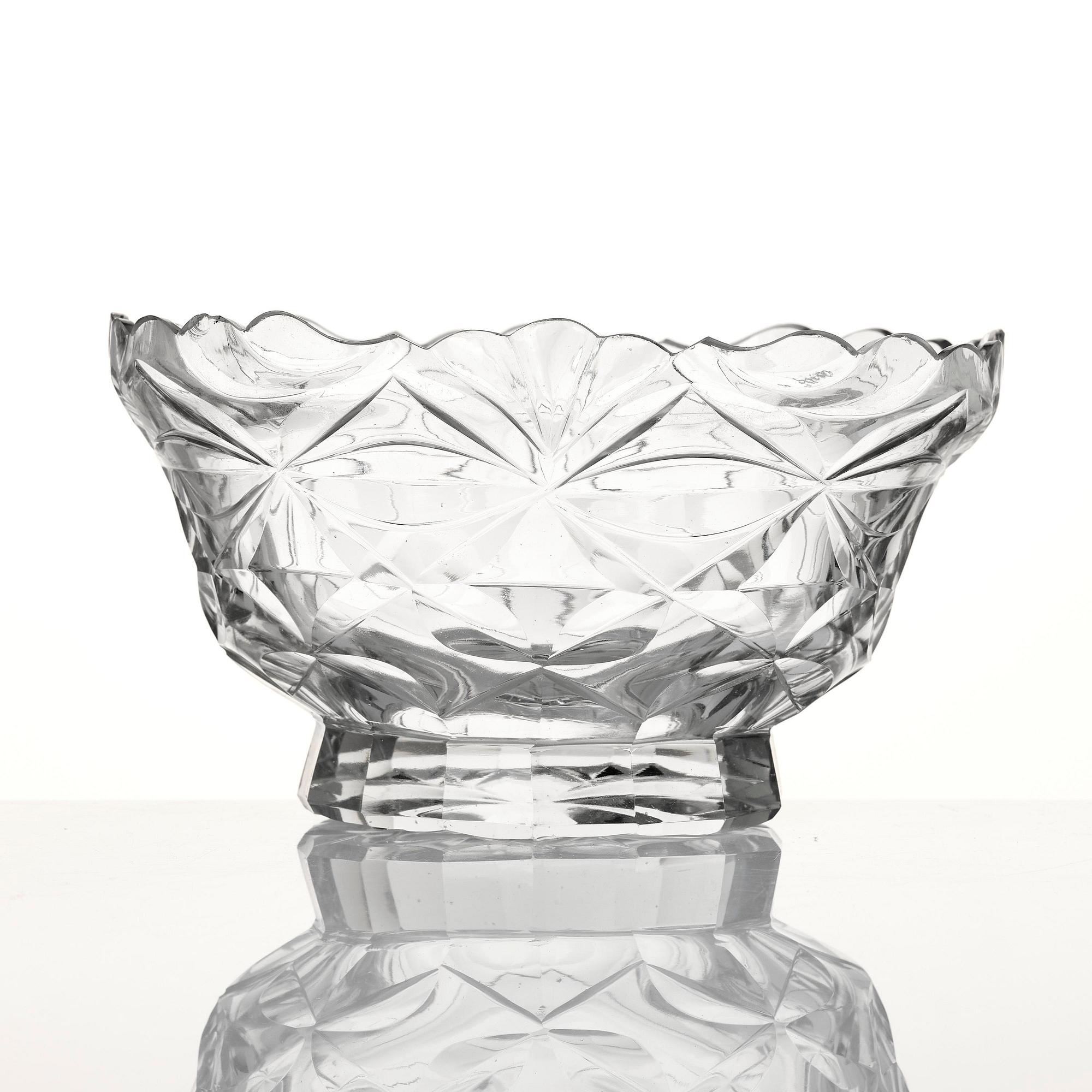 Skål med lock och fat, glas. Anglo-irisk, 1800.