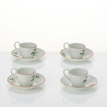 Meissen, Kaffekoppar med fat, fyra stycken, porslin, 1920-tal.