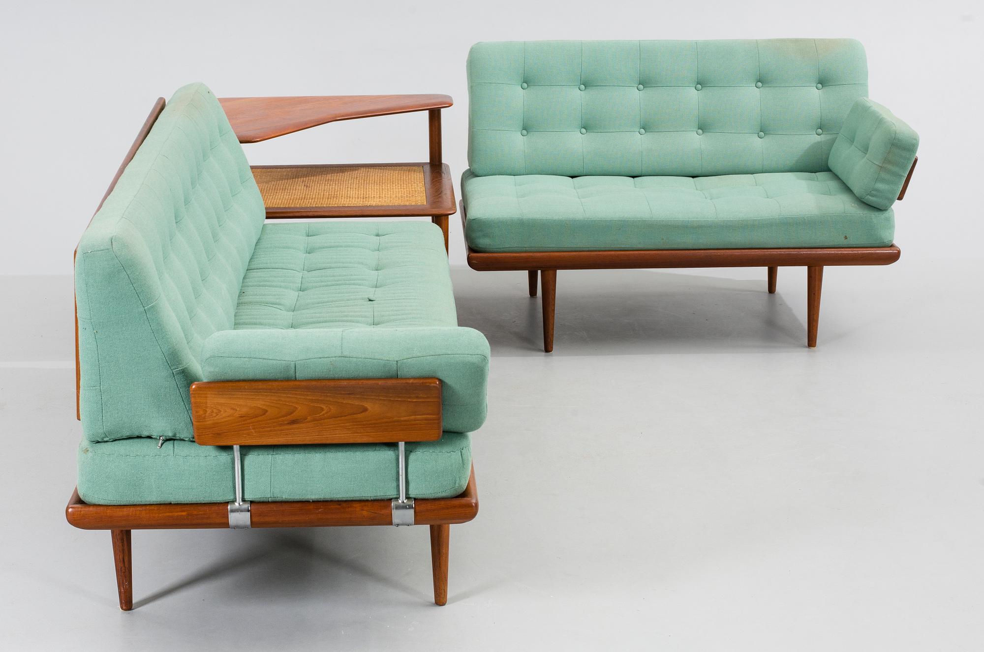 PETER HVIDT & ORLA MØLGAARD NIELSEN, soffgrupp 3 dlr, "Minerva", France & Son, Danmark, 1950/60-tal.