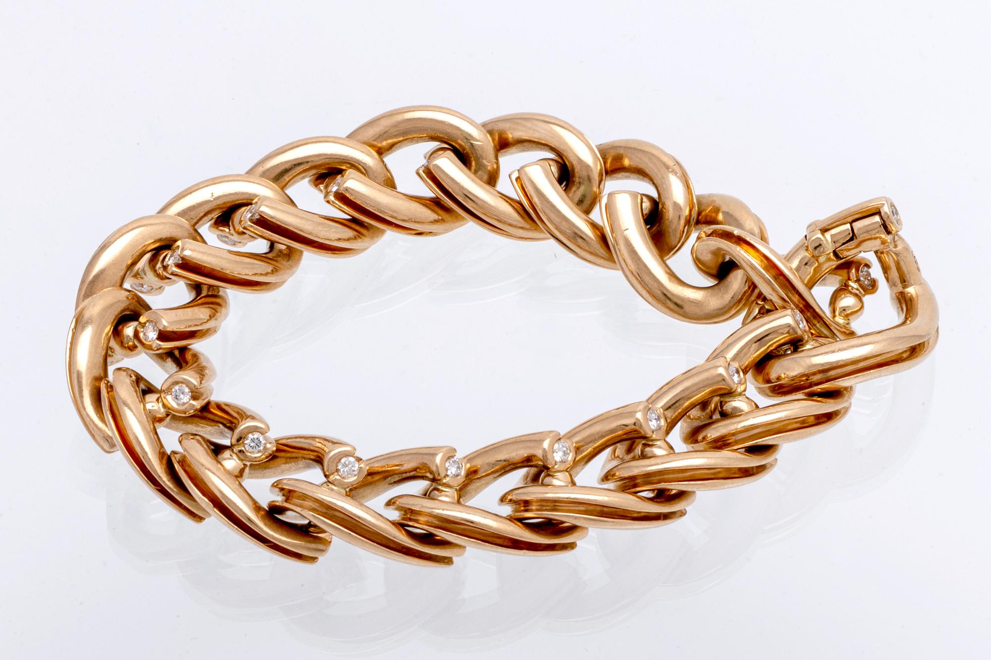 Armband 18K guld med briljanter ca 1 ct, 123,1 g, ca 18 x 1,5 cm,