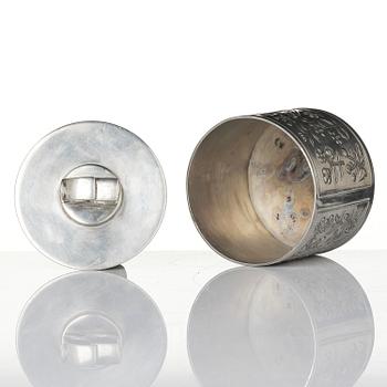 Estrid Ericson, & Firma Svenskt Tenn, a lidded pewter jar, Stockholm, 1975.