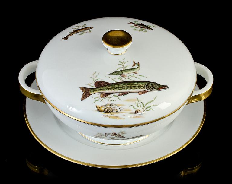 FISKSERVIS, 14 delar, porslin, Rosenthal, 1900-tal.