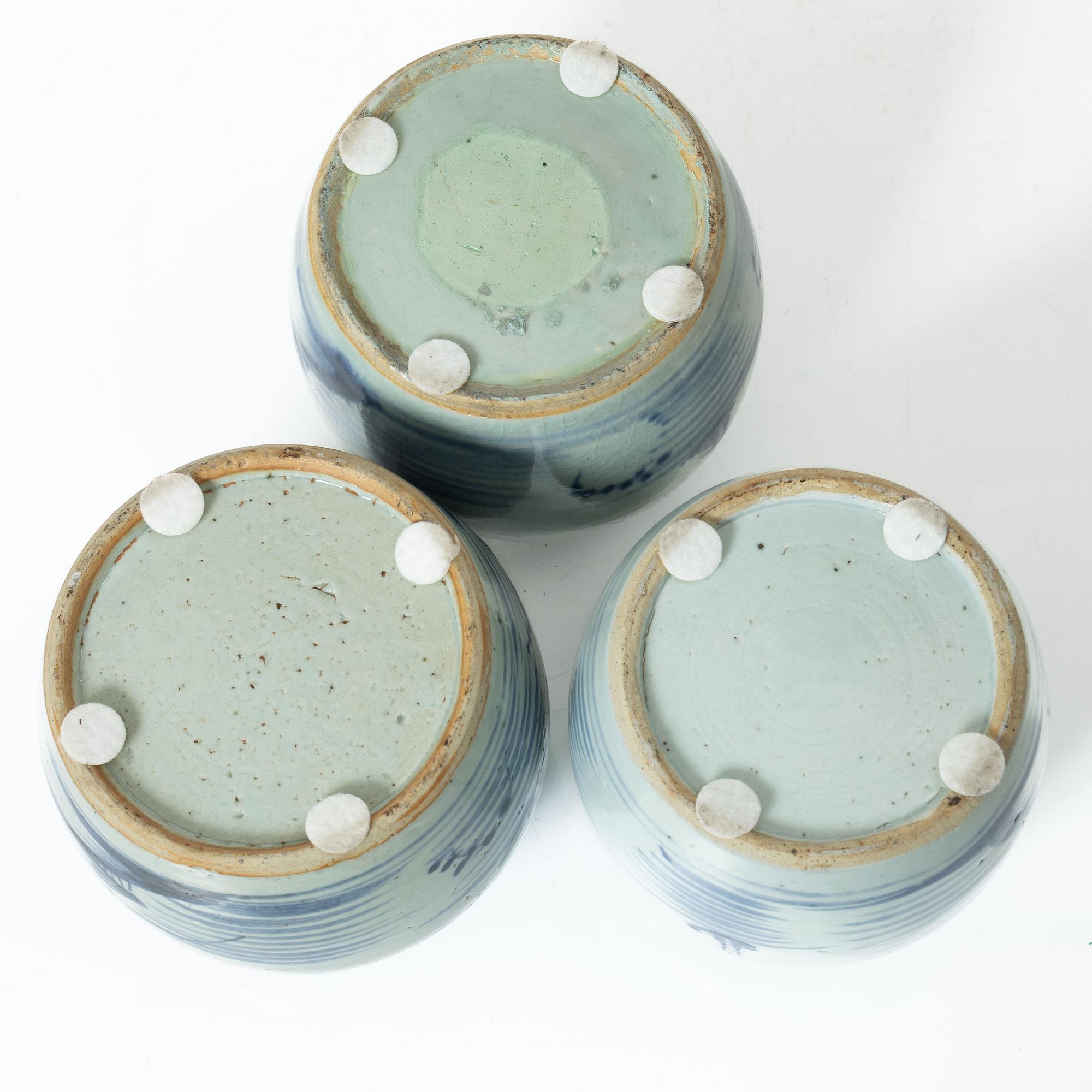 Three ginger jars, China, 19th Century.