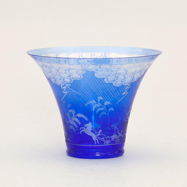 SKÅL, glas, "Åskväder", Edvard Hald, sign Orrefors Hald 291/.16 E3, 1973.