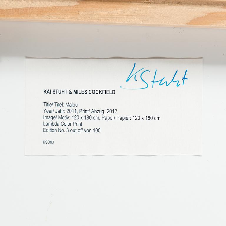 KAI STUHT & MILES COCKFIELD, foto, signerat och numrerat 3/100, daterat 2012.