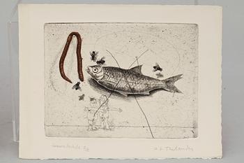 PG THELANDER, bok samt färgetsning, sign och numr Epreuve d´artiste x/x.