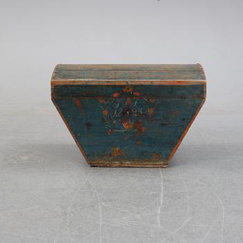 A Swedish painted chest, possibly from Hälsingland, dated 1825.