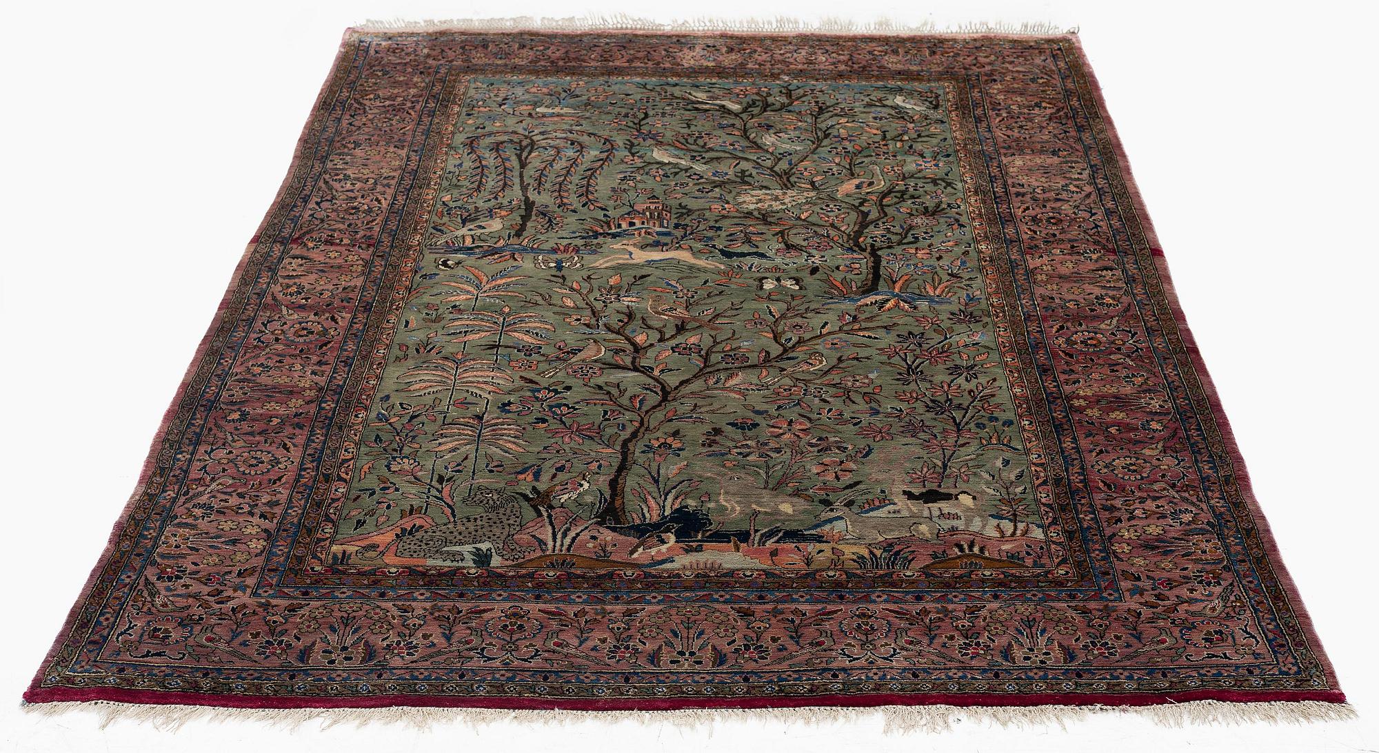 Matta antik silke Keshan, centrala Persien, ca 200 x 127 cm.