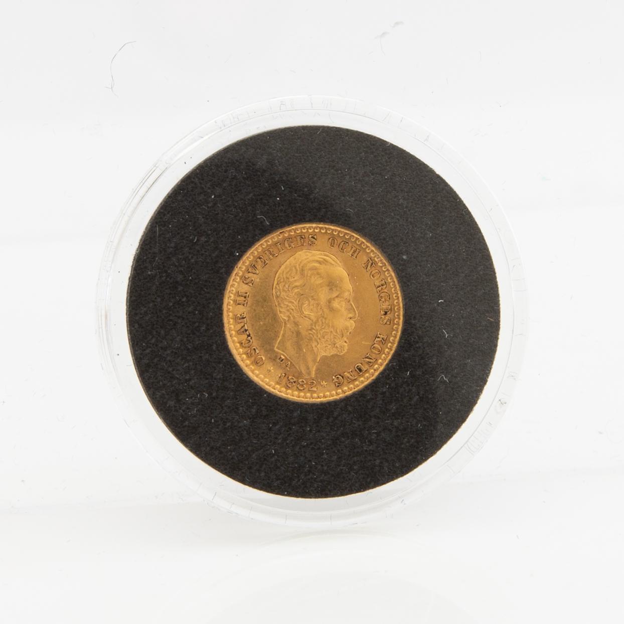 Gold coin Sweden, Oscar II 5 kr, 1882.