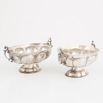 Two silver brandy-bowls, Nothern Europe, 18th century, unidentified maker's mark.