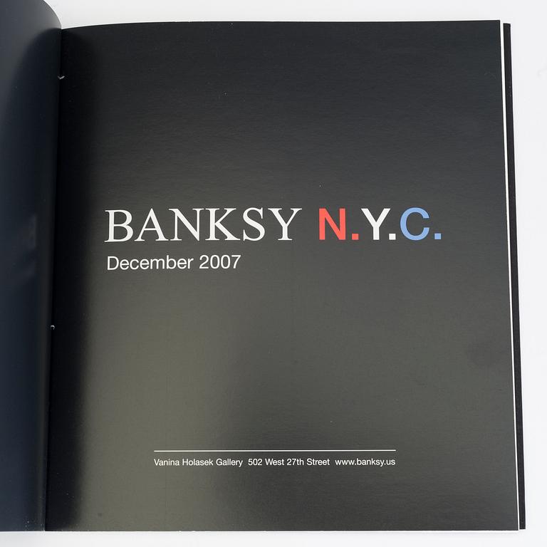 BANKSY, after, N.Y.C show, 2007. catalogue and preview invite, de-luxe, ed 100, offset, Vanina Holasek Gallery.