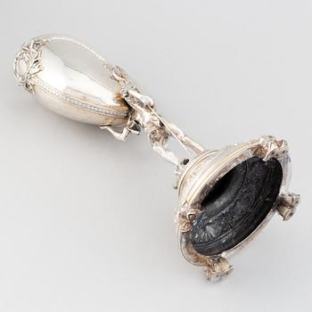 CG Hallberg, Nautiluspokal, silver, Stockholm 1900. Barock-stil.