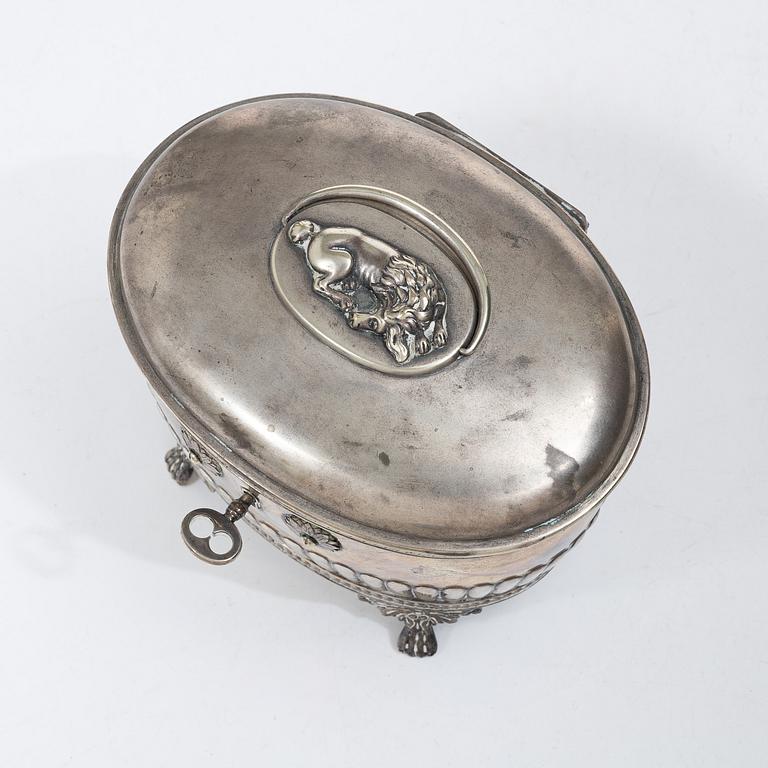 Sockerskrin, silver, gustaviansk stil, CG Hallberg, 1922.