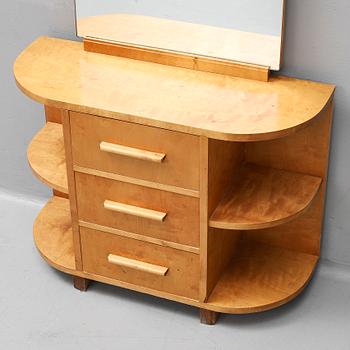 A mid 20th Century two piece birch hall furniture.