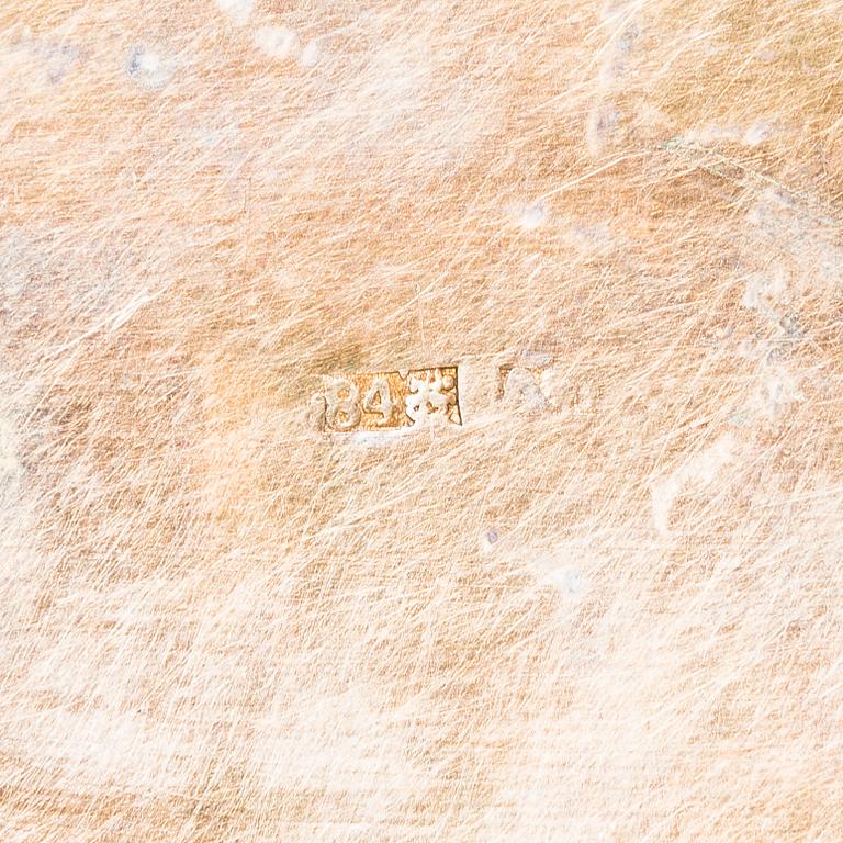 A Russian silver and niello cigarette case, assay master  Lev Fridrikhovitch Oleks, Moscow 1889.