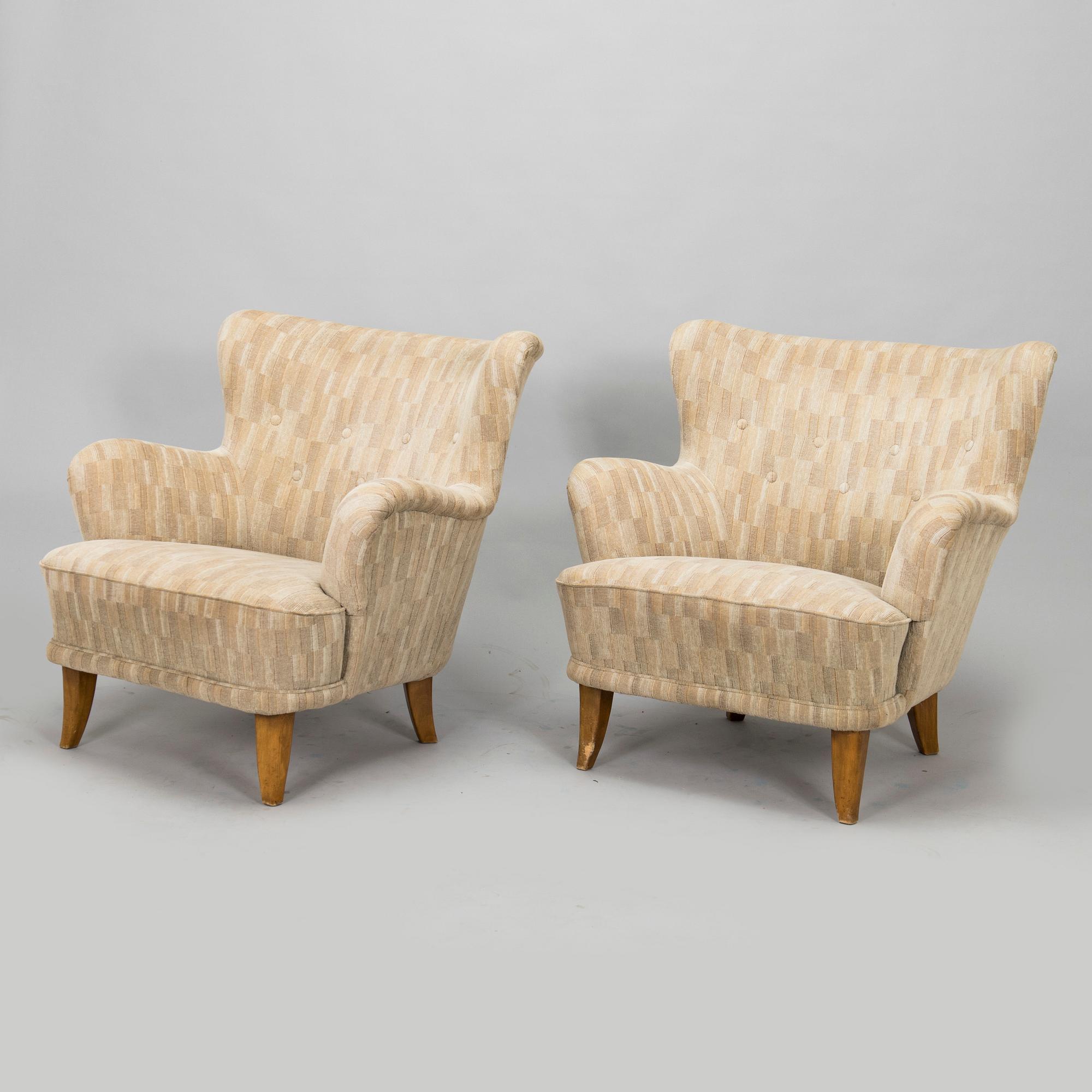Ilmari Lappalainen, a pair of 1950's 'Laila' armchairs for Asko, Finland.