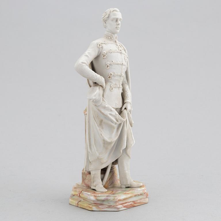A biscuit porcelain figure, Prague, 1850s, emperor Franz Joseph of Austria.