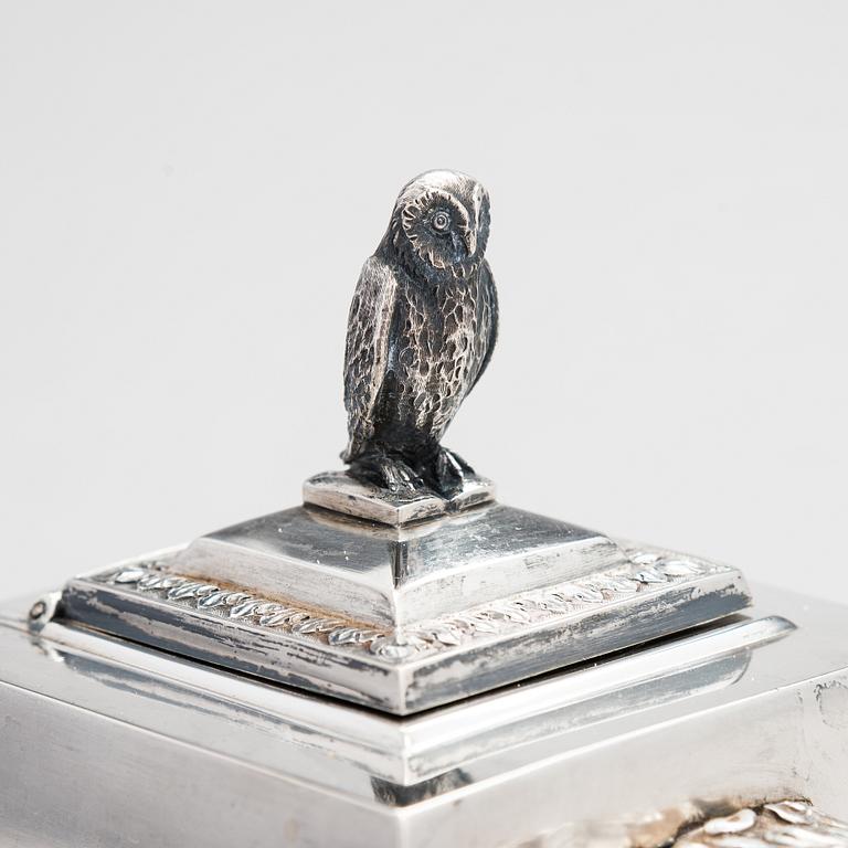 A silver ink stand, maker's mark of Iisakki Saha, Pori Finalnd 1921.