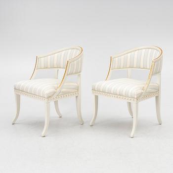 A pair of late-Gustavian armchairs, Sweden, 20th century.