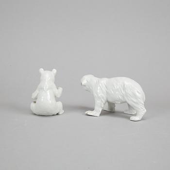 Five German porcelain polar bears.