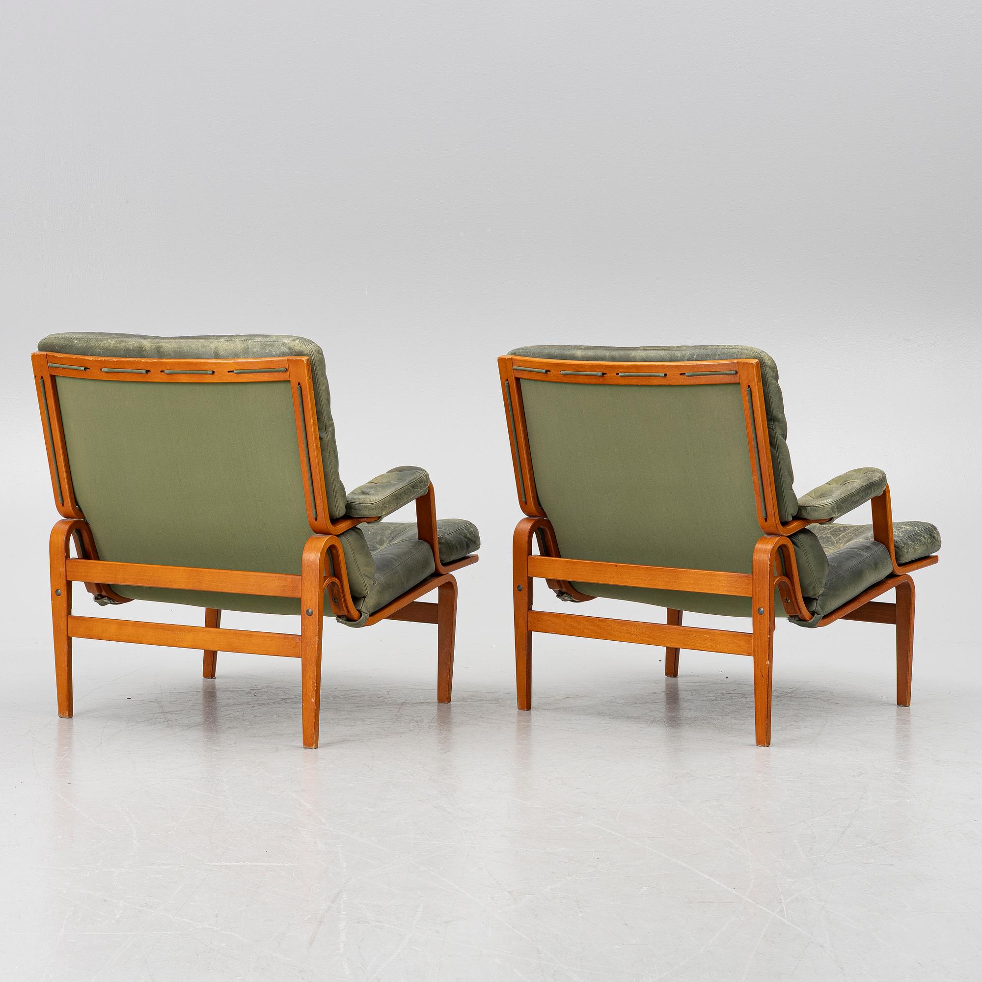 Bruno Mathsson, Armchairs, a pair, "Ingrid", Dux, late 20th century.