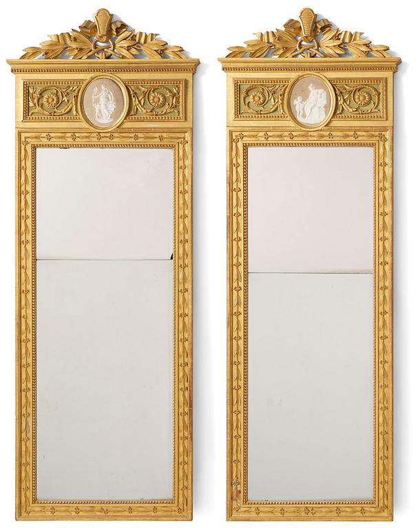 A pair of Late Gustavian mirrors, by Pehr Ljung (1743-1819).