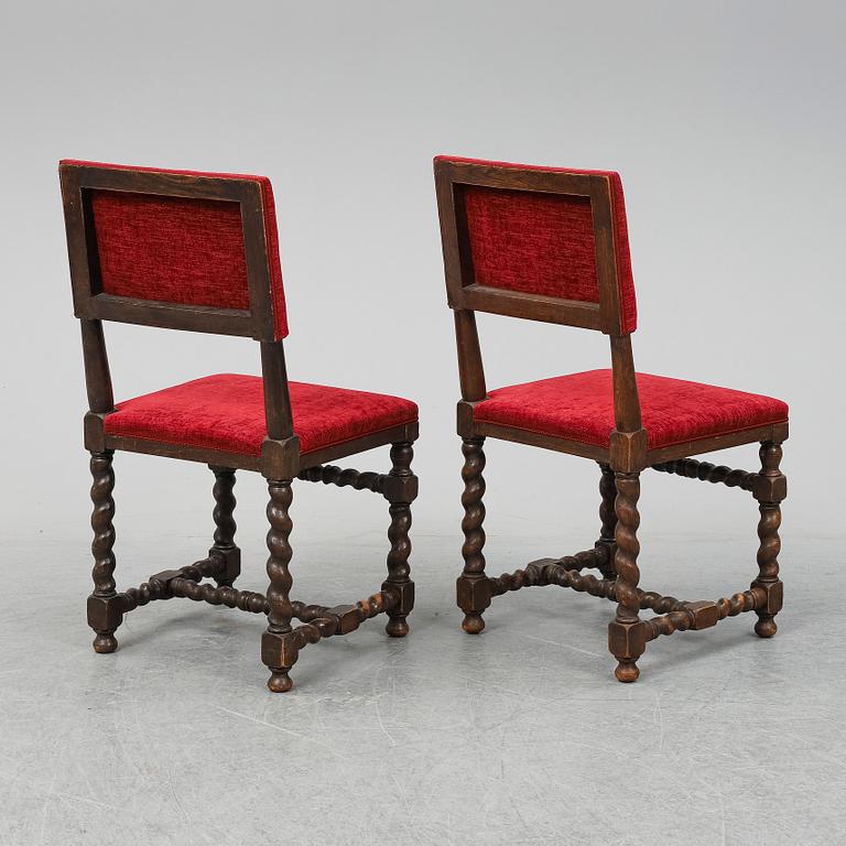 6 baroque style chairs, early 20th century.