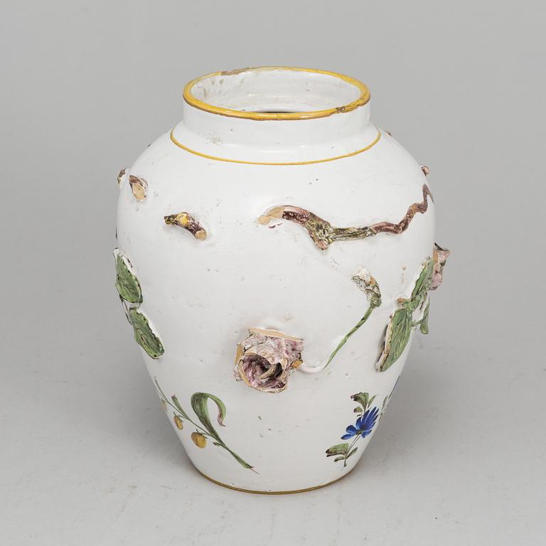 An 18th Century faiance jar,  Stralsund.