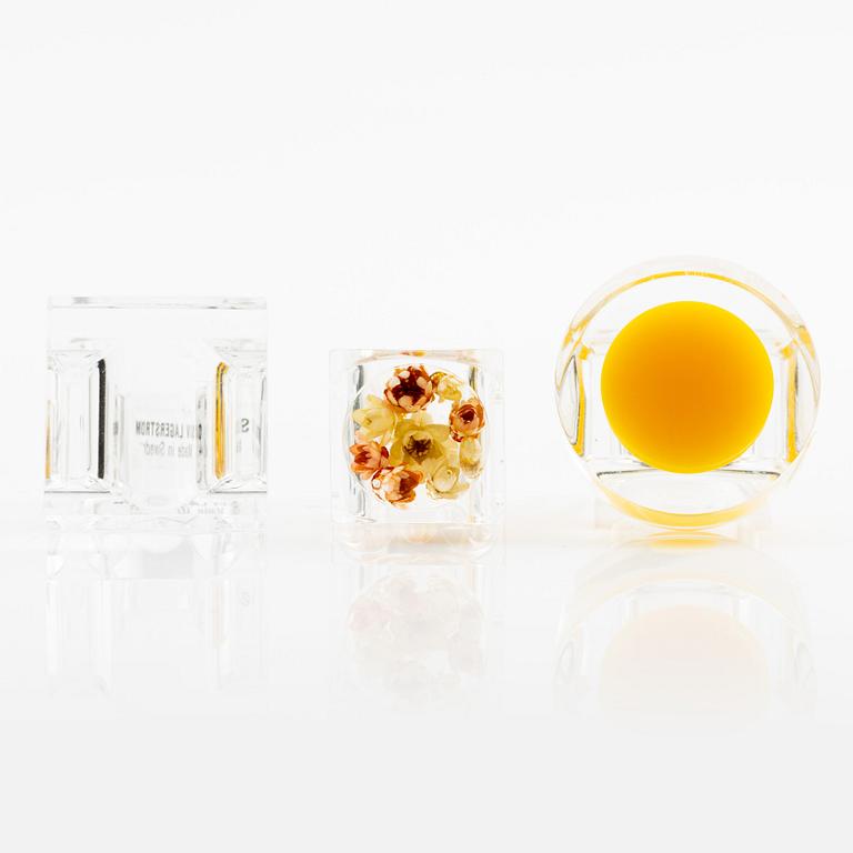 Siv Lagerström, three acrylic rings, 1970s.