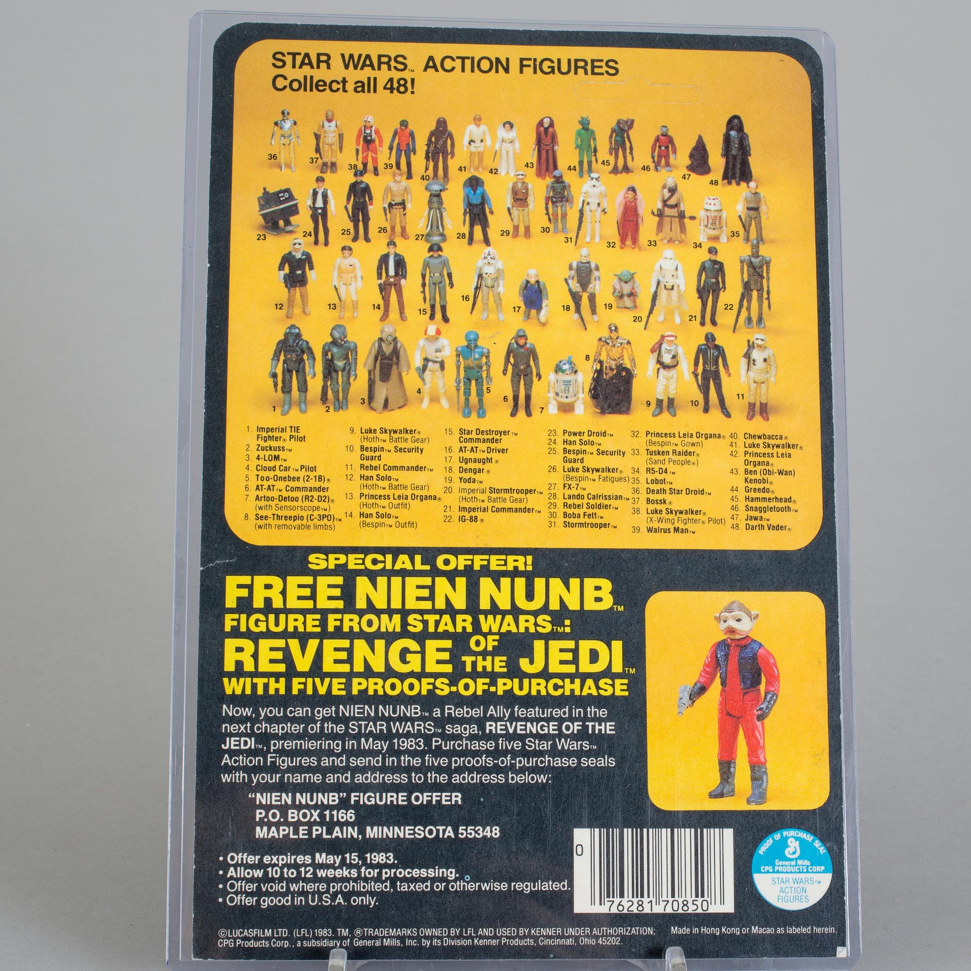 STAR WARS, Star Destroyer Commander, proof card, Revenge of the Jedi, Kenner, 1983.