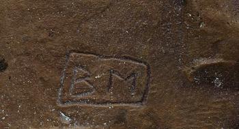 BROR MARKLUND, relief, patinerad brons, monogramsign.