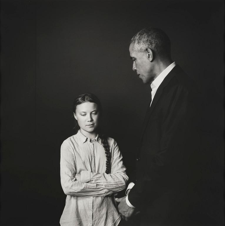 Max Modén, "Greta Thunberg and Barack Obama at the Grand Hotel", 2019.