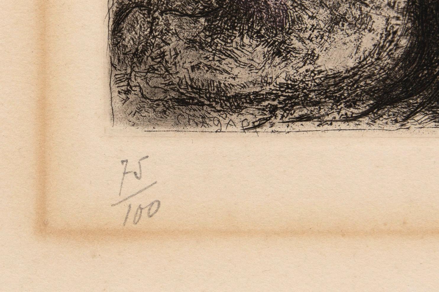 Marc Chagall, handkolorerad etsning, signerad 75/100.
