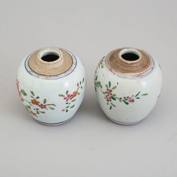 Two famille rose tea caddies, Qing dynasty, Qianlong (1736-95).