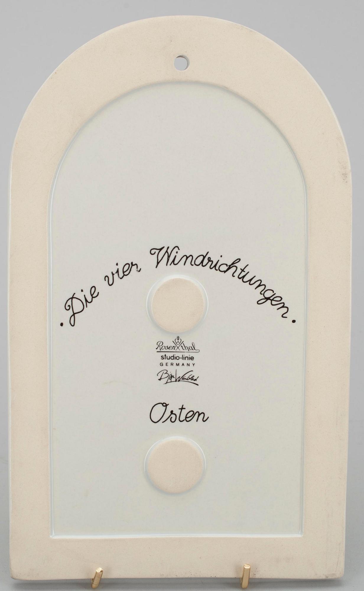 ROSENTHAL, SEINÄLAATTOJA, 4 kpl, keramiikkaa, sign. Björn Winblad, Rosenthal, Studio-Linie, Saksa 1900-luvun loppupuoli.