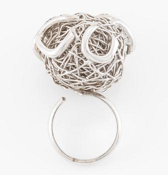 Sterling silver ring with pink sapphires.