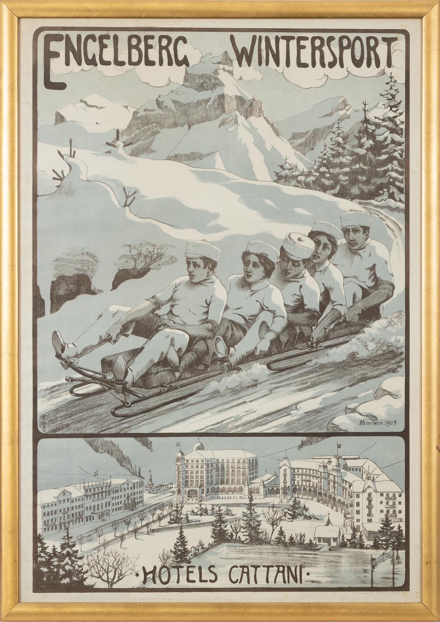 Wilhelm Amrhein, litografisk affisch, Polygraphisches Institut, Zürich, Schweiz, 1905.