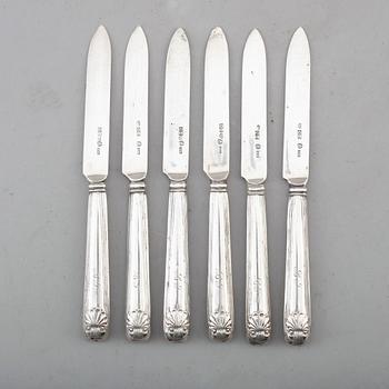 FRUKTKNIVAR, 6 st, silver, Carl Tengstedt, Göteborg 1845. Vikt ca 128 g.