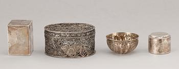 PARTI SILVER, 5 delar, bl a Birmingham, England, 1800-1900-tal. Tot ca 170 g.