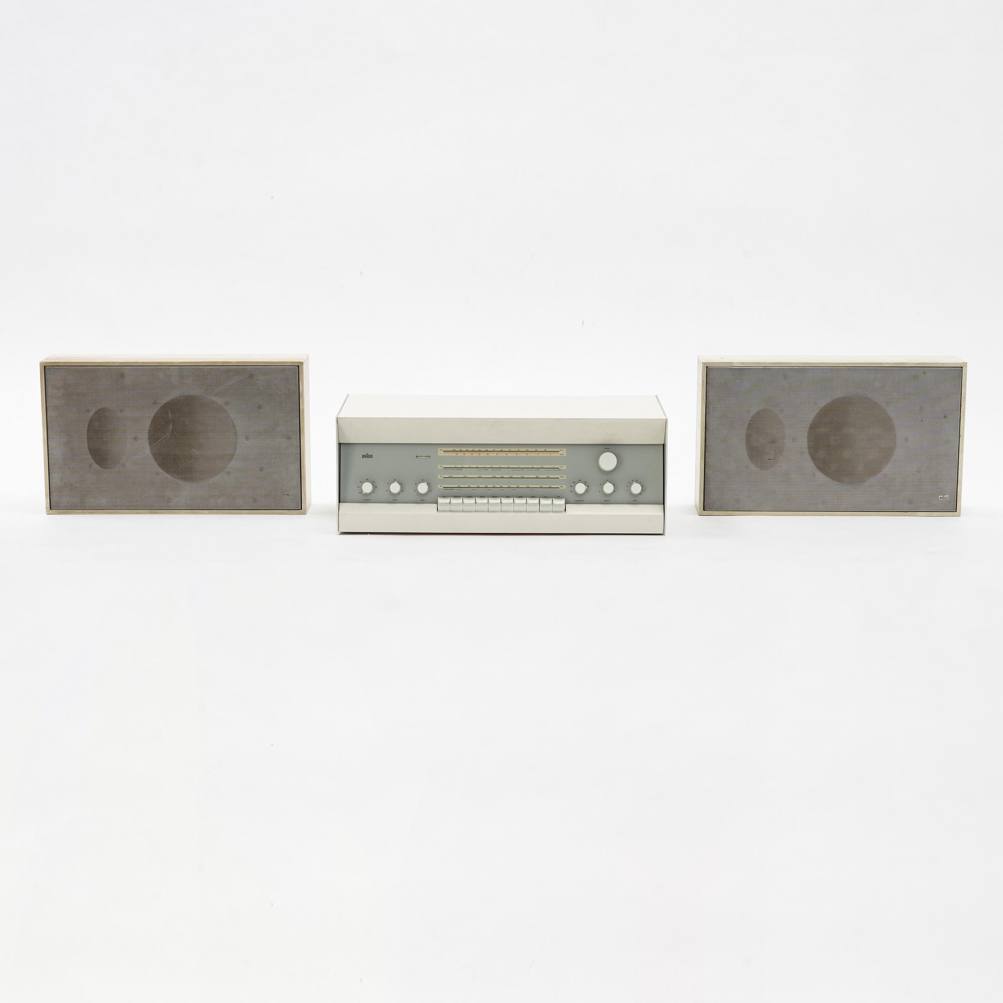 Dieter Rams, stereo receiver, model 'RCS 9-S' and speakers model 'L450/2', Braun, Germany, designed in 1961.